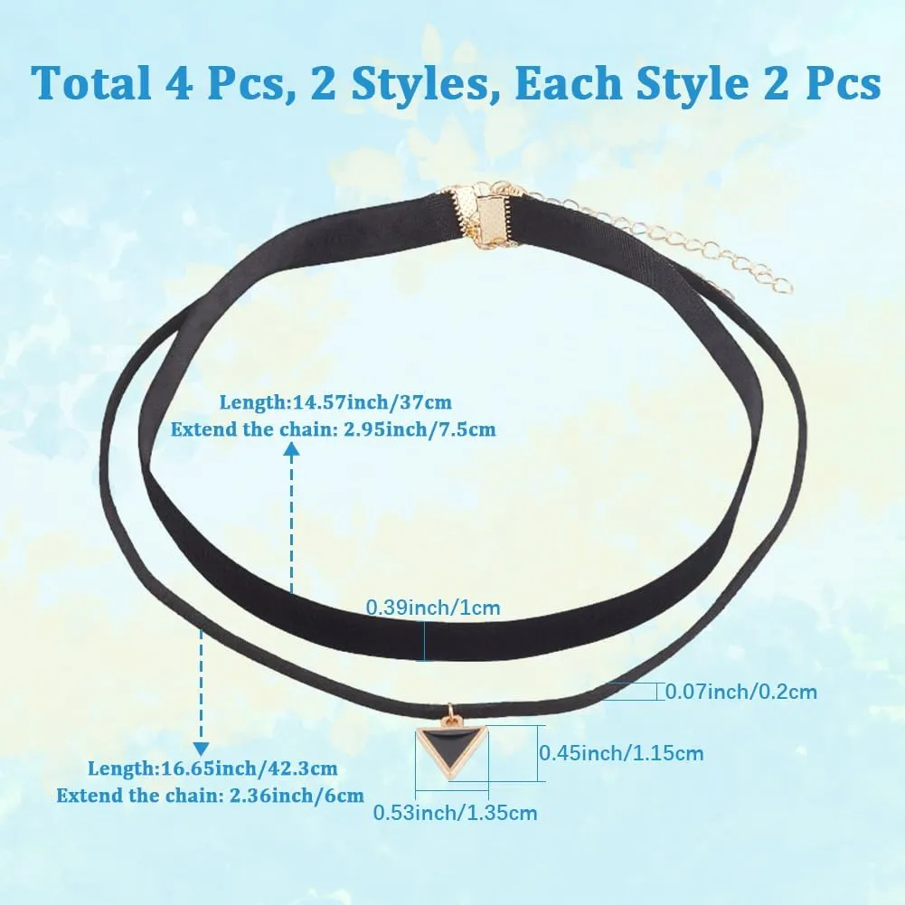 2PCS Black Layered Gothic Necklaces Adjustable Beads Velvet Collar Chokers with Extender Goth Punk Leather Lace Collar Chain Short Circle Necklace for Women Ladies Dresses Jeans Pants