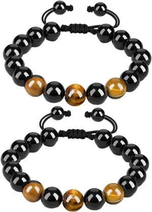 2Pcs Portable Wear Resistant Beaded Bracelets Unisex Decorative Yoga Woven Bracelets for Parties Dating and Meetings Durable Design with Appearance