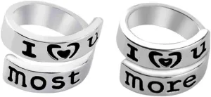2pcs Promise Rings for Couples 'i Love You Most More' Pinky Rings Engraved Words Valentine's Day Her