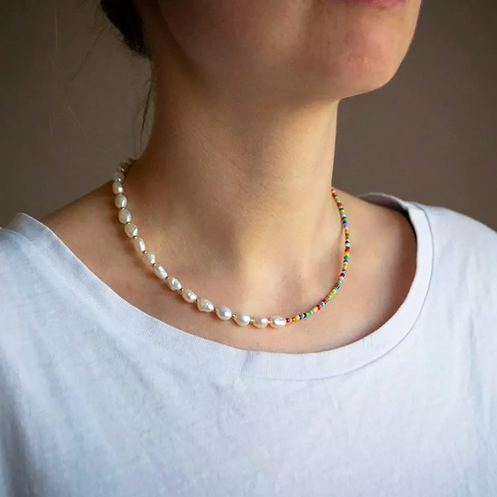 4-12 Pieces Beaded Choker Necklaces for Women Boho Seed Bead Choker Set Hawaiian Handmade Turquoise Beach Beads Necklace Chain Jewelry