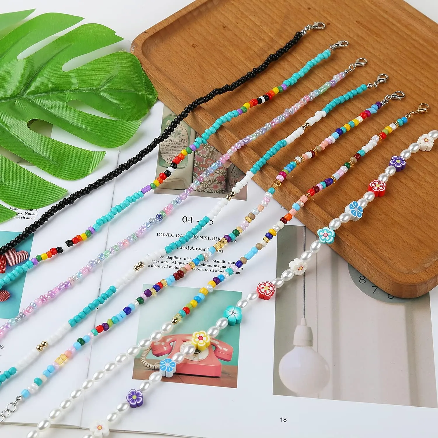 4-12 Pieces Beaded Choker Necklaces for Women Boho Seed Bead Choker Set Hawaiian Handmade Turquoise Beach Beads Necklace Chain Jewelry