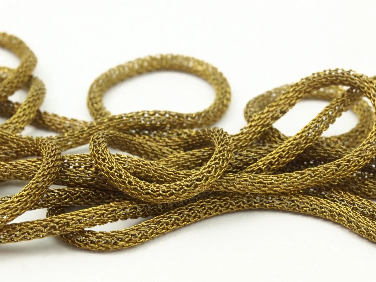 5m - 3mm Raw Brass Mesh Chain Ch0303 Z140