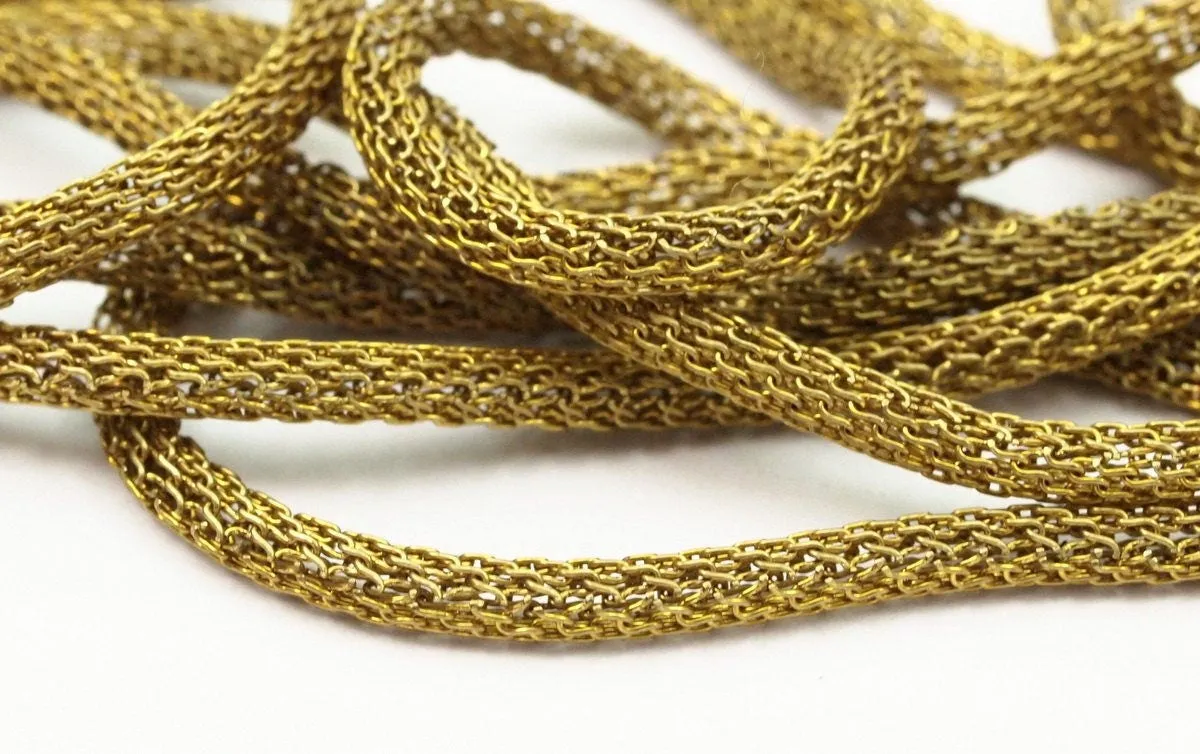 5m - 3mm Raw Brass Mesh Chain Ch0303 Z140