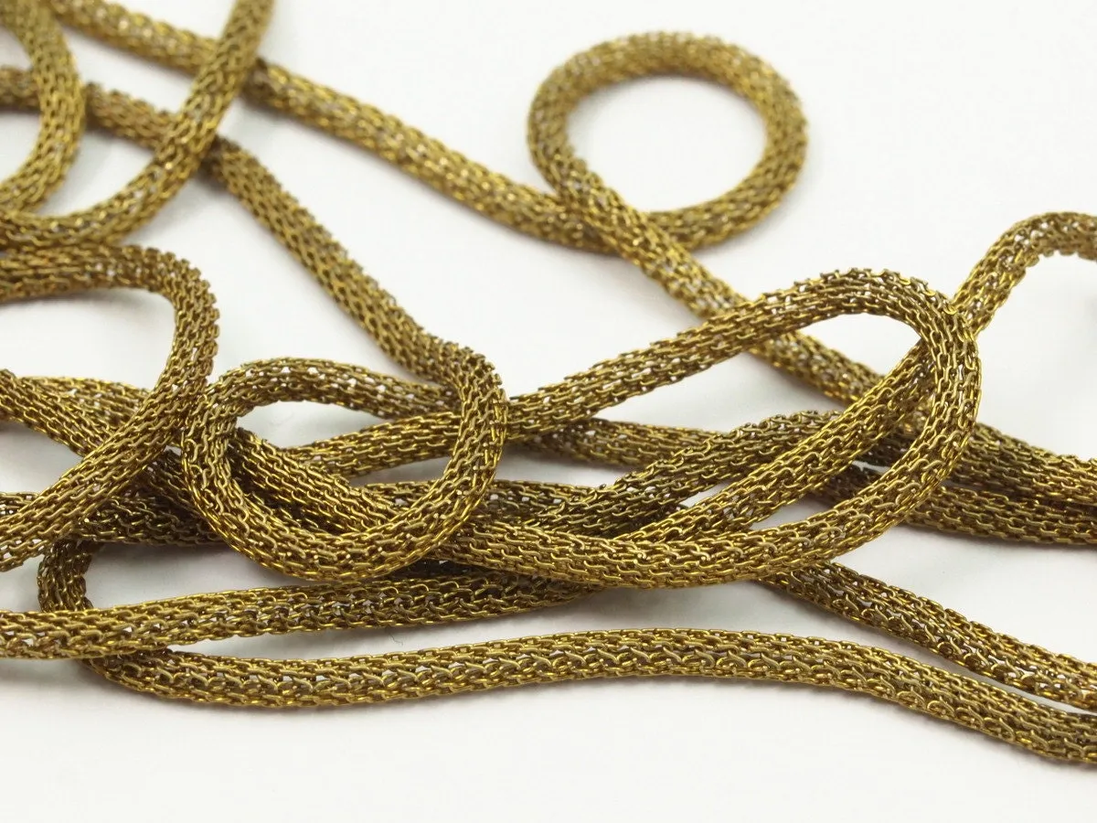 5m - 3mm Raw Brass Mesh Chain Ch0303 Z140