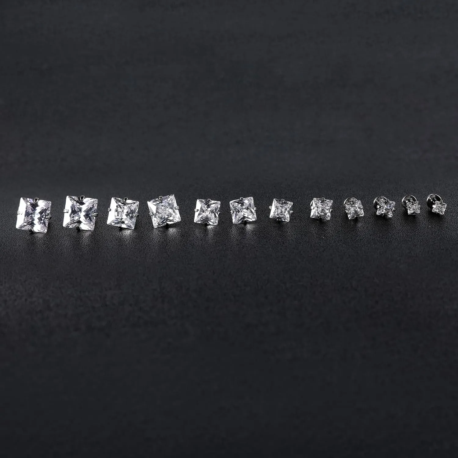 6 Pairs Surgical Stainless Steel Screw back Stud Earrings, 18K Gold Plated Heart Star Square Princess Cut Round Cubic Zirconia CZ Stud Earrings Set