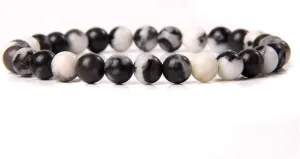 6MM Real Natural Stone Beads Bracelets for Women Men Multicolor Quartzs Agates Garnet Stretch Bracelet Handmade Jewelry,22.Black Zebra,21 Cm