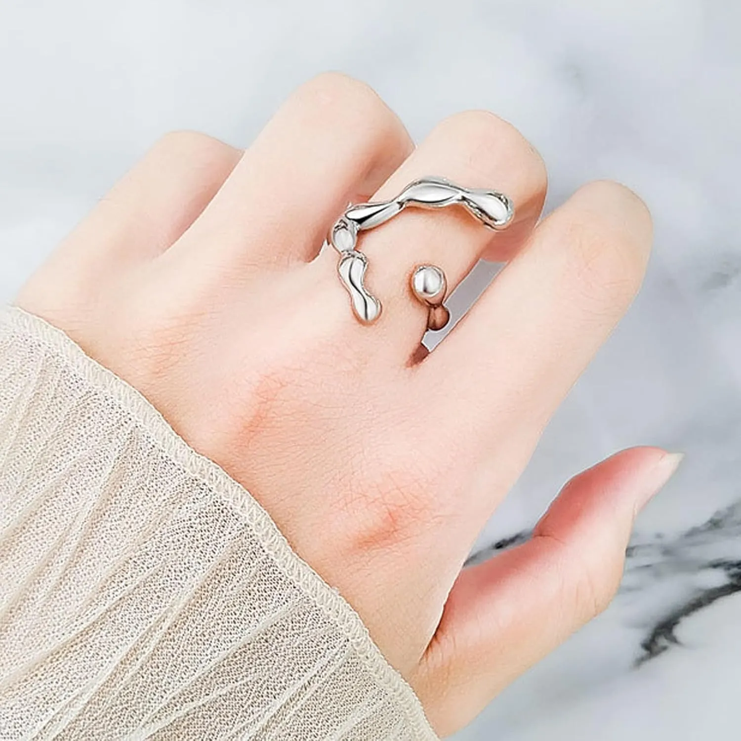 925 Sterling Silver Adjustable Rings Statement Rings Personality Gift for Women