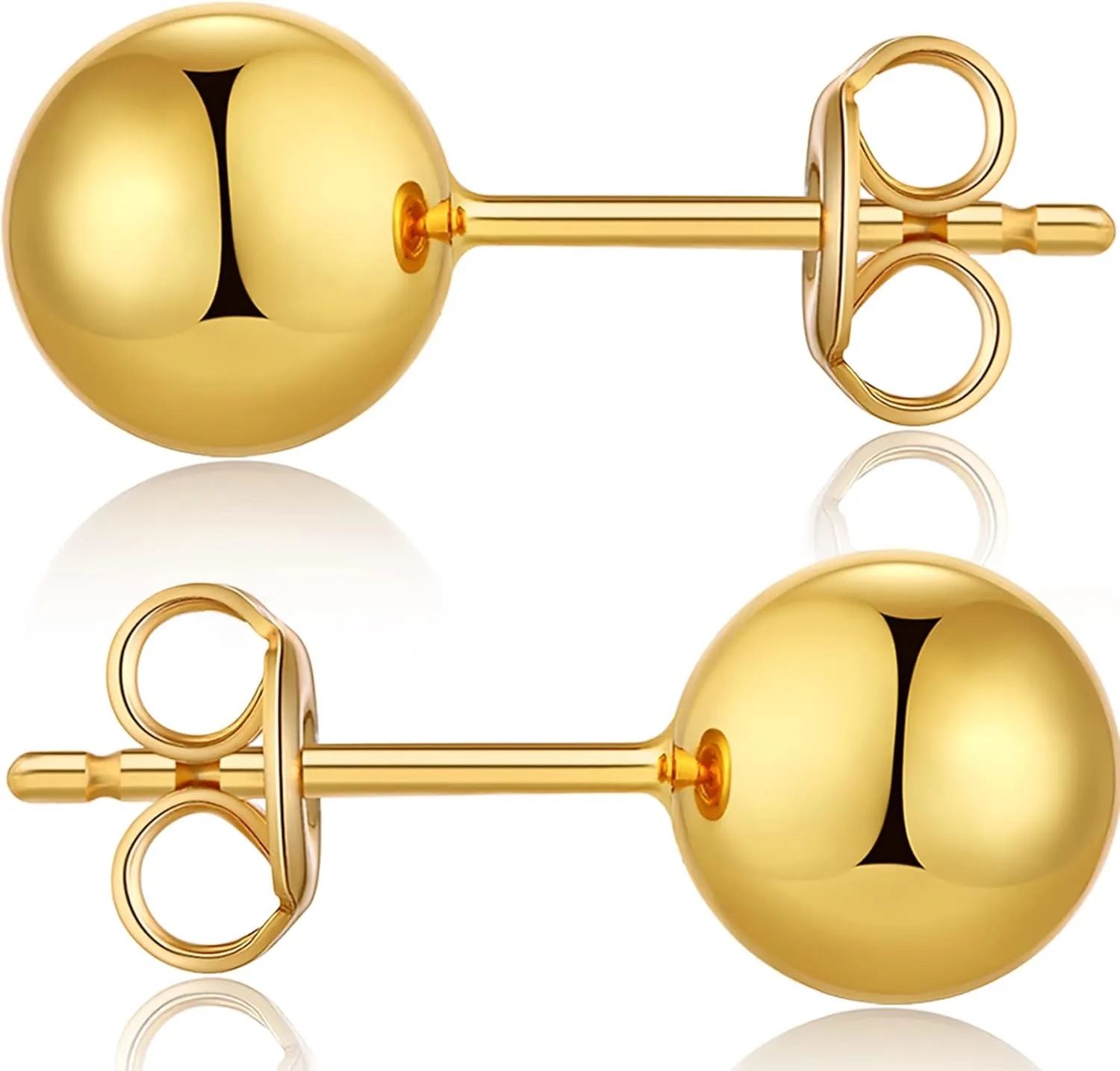 925 Sterling Silver Ball Stud Earrings for Women Men Hypoallergenic Ball Earrings 4mm-8mm