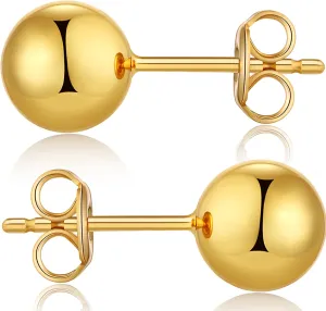 925 Sterling Silver Ball Stud Earrings for Women Men Hypoallergenic Ball Earrings 4mm-8mm
