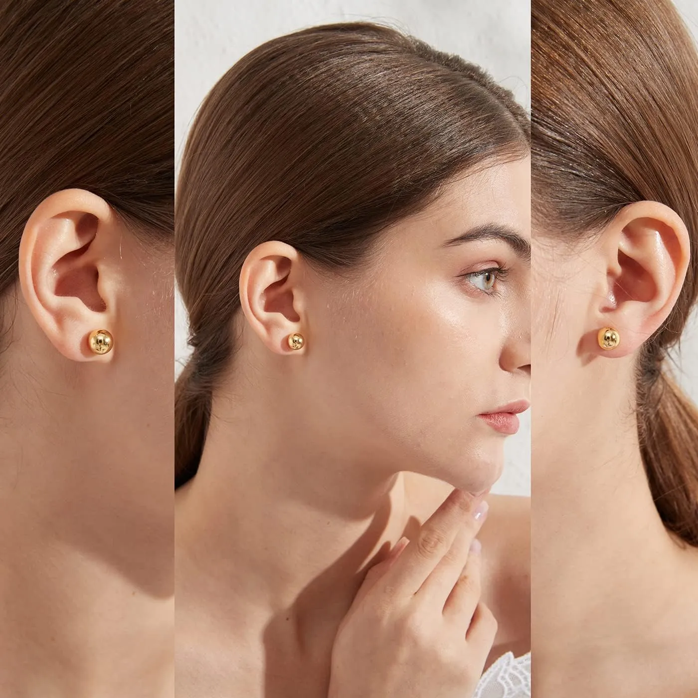 925 Sterling Silver Ball Stud Earrings for Women Men Hypoallergenic Ball Earrings 4mm-8mm