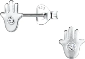 925 Sterling Silver Hamsa Stud Earrings with Crystals