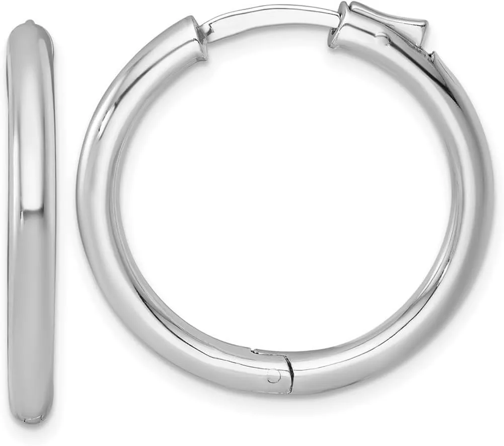 925 Sterling Silver Rhodium Plated Polish 3x28mm With Safety Lock Round Hoop Earrings 27.3x27.6mm Wide 3mm Thick-Hoop Earring for Women