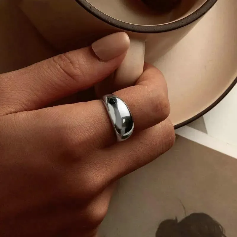 925 Sterling Silver Rings for Women Adjustable Bold Thick Statement Rings for Women Minimalist Rings SSS-2212