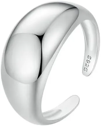 925 Sterling Silver Rings for Women Adjustable Bold Thick Statement Rings for Women Minimalist Rings SSS-2212