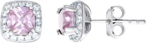 925 Sterling Silver Womens Pink CZ Simulated Diamond Square Stud Earrings 7.5x7.5mm Wide-Stud Earring for Women