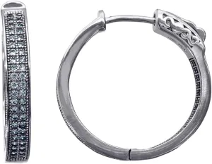 925 Sterling Silver Womens Round CZ Simulated Diamond Hoop Fashion Earrings-Hoop Earring for Women