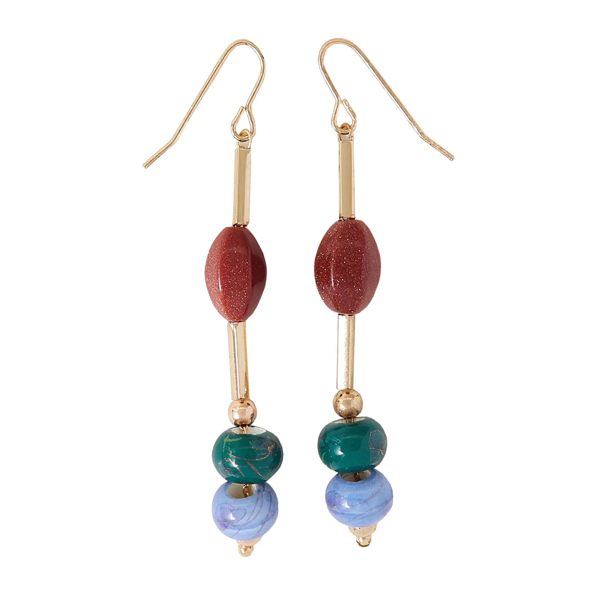Accessorize London Women's Bar And Bead Long Drop Earrings