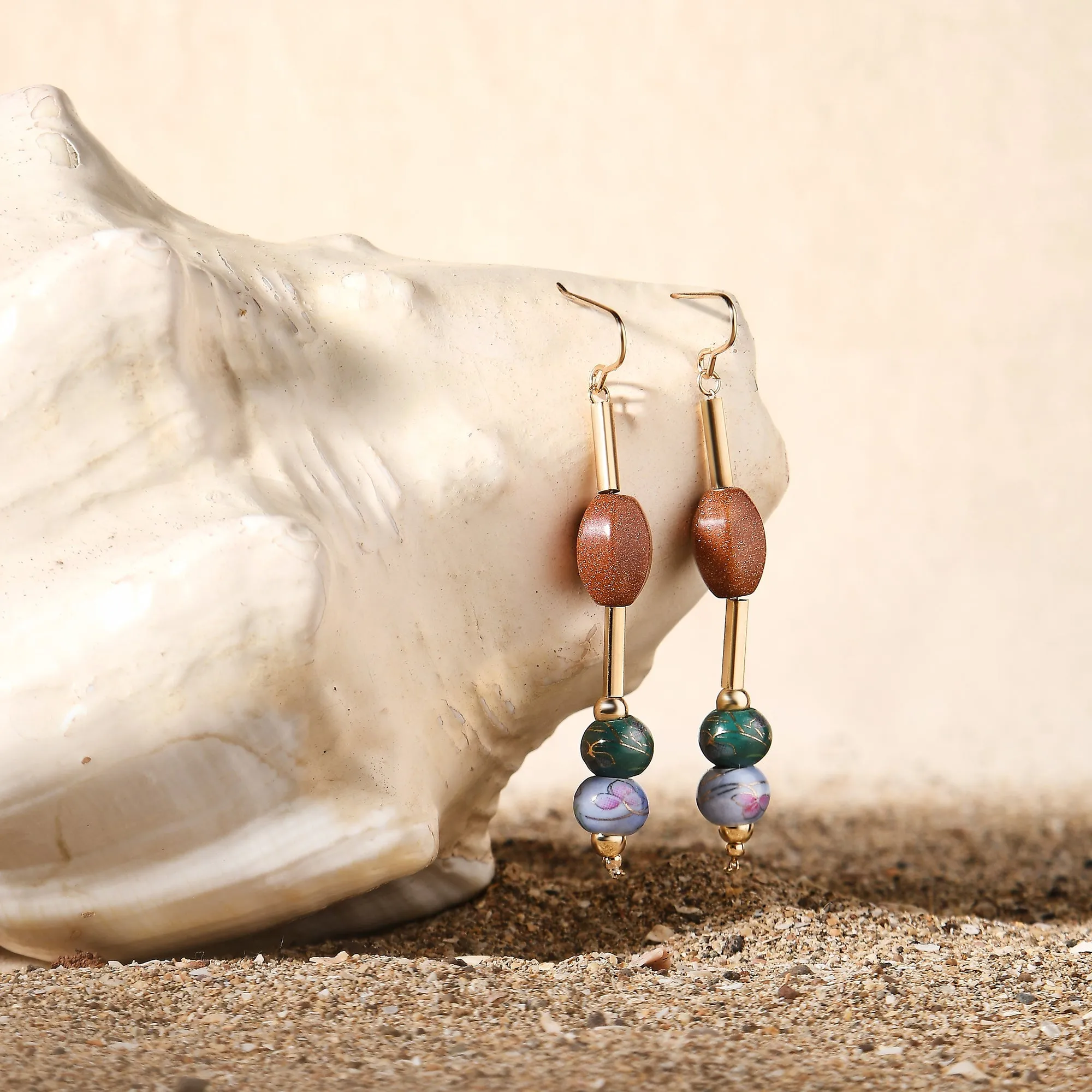 Accessorize London Women's Bar And Bead Long Drop Earrings