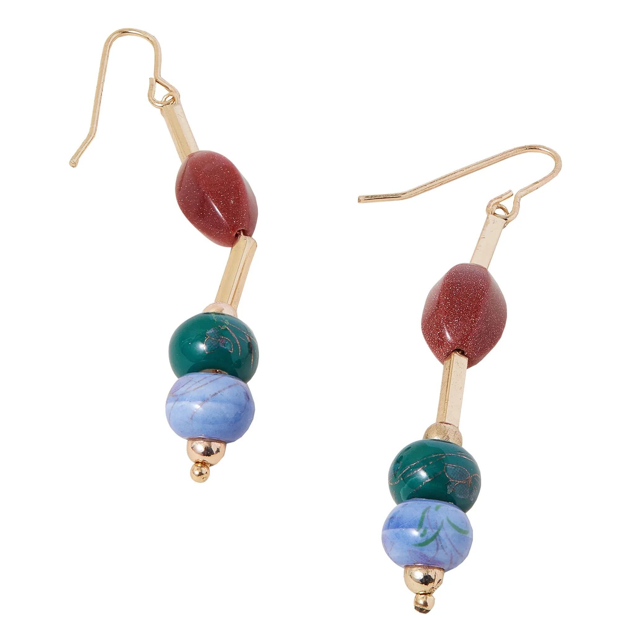 Accessorize London Women's Bar And Bead Long Drop Earrings