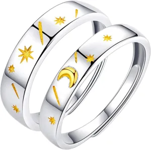 Adjustable Couples Matching Ring Minimalist Wedding Jewelry for Valentine's Day