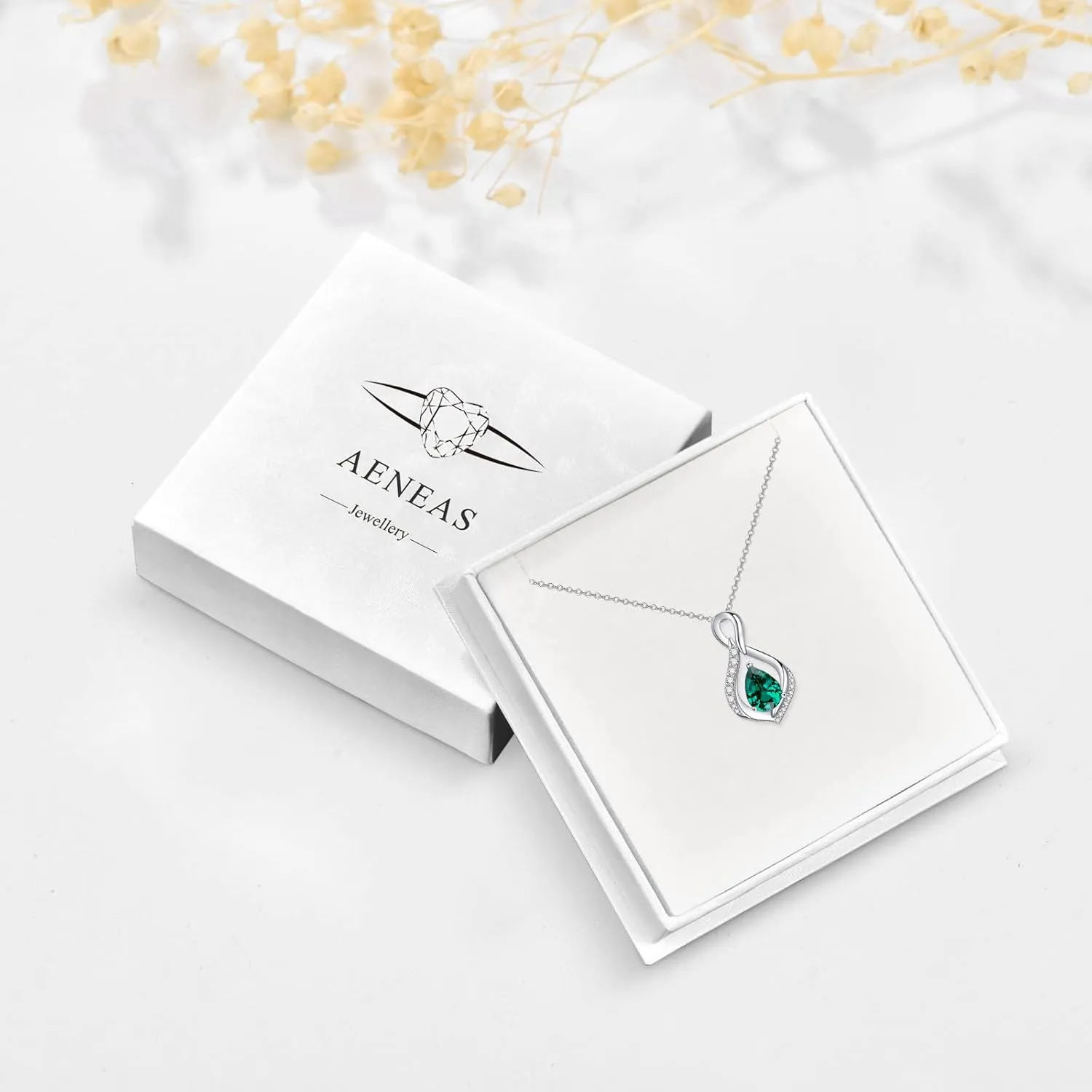 AENEAS Infinity Birthstone Necklace for Women Sterling Silver Infinity Teardrop Pendant Forever Love Jewelry Gift for Birthday Anniversary Christmas