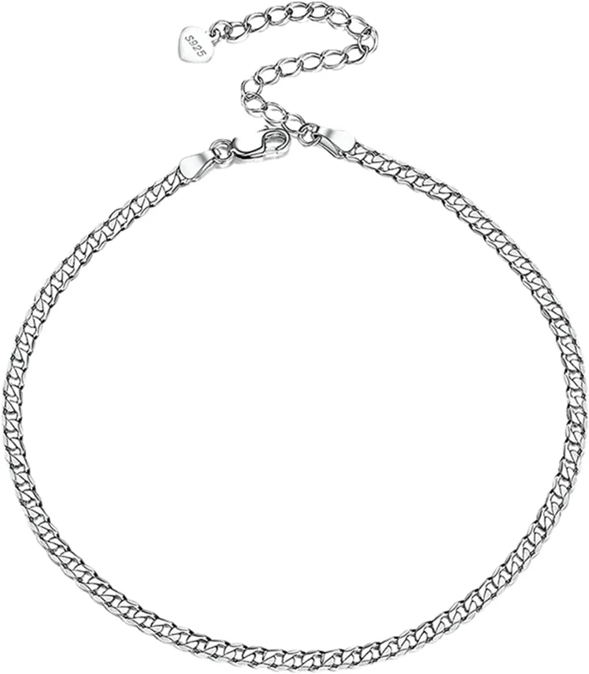 Aienid Ankle Bracelets Silver, Sterling Silver Adjustable Anklets for Women Chain Anklet 2.5Mm Chain Ankle Bracelets Beachy
