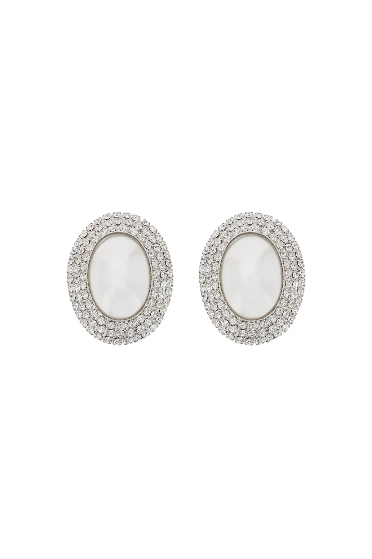 Alessandra Rich Oval Earrings With Pearl And Crystals
