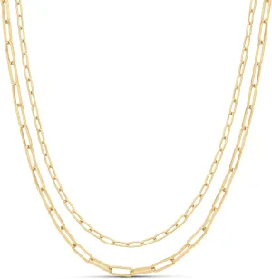 Amazon Essentials 14K Gold Plated Layered 2 Row Chain Necklace