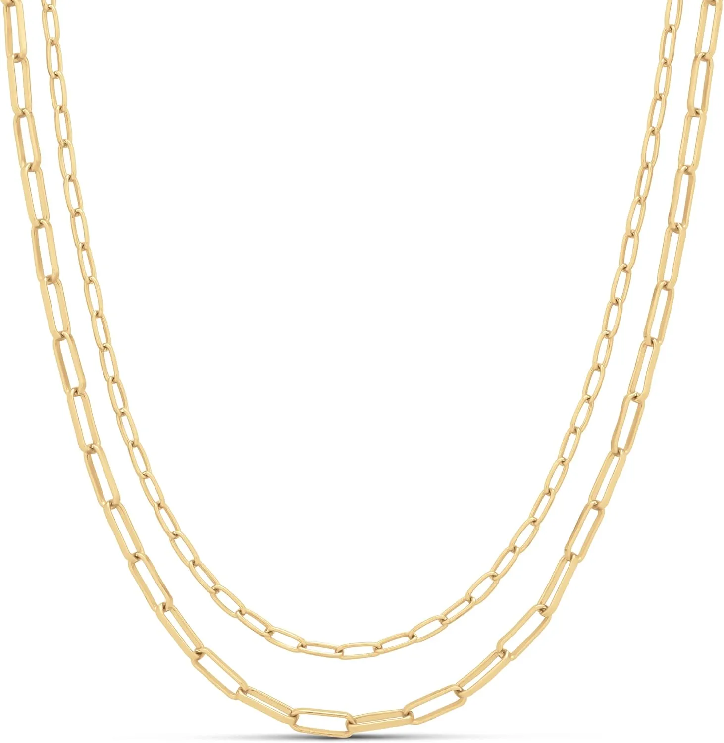Amazon Essentials 14K Gold Plated Layered 2 Row Chain Necklace