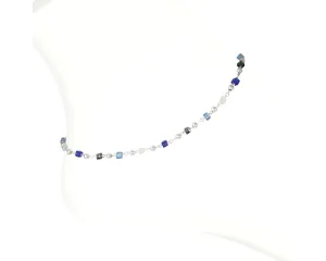 Anklet-Blue White Silver Starfish