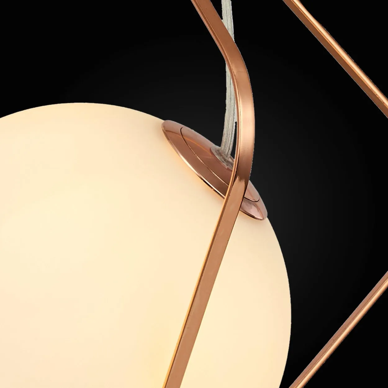 ANKUR SAMARA ROSE GOLD METAL CAGE WITH FROSTED GLASS PENDANT LIGHT