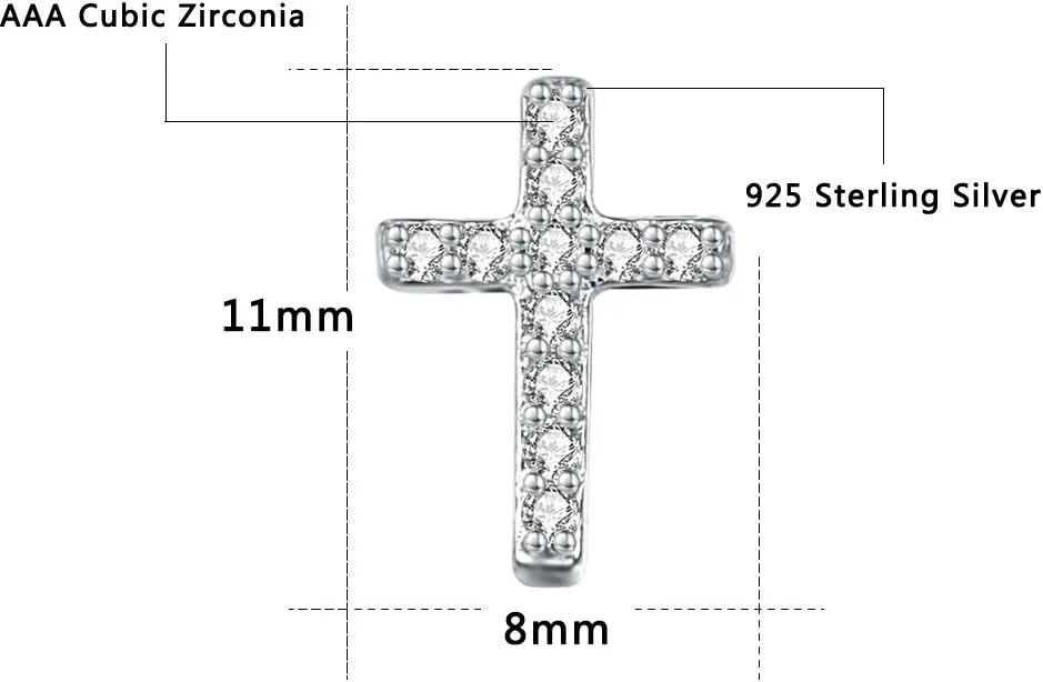 AoedeJ Cross Stud Earrings Sterling Silver Cubic Zirconia Religious Cross Earrings Stud for Women and Men