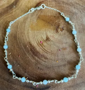 Aquamarine anklet- Sterling silver