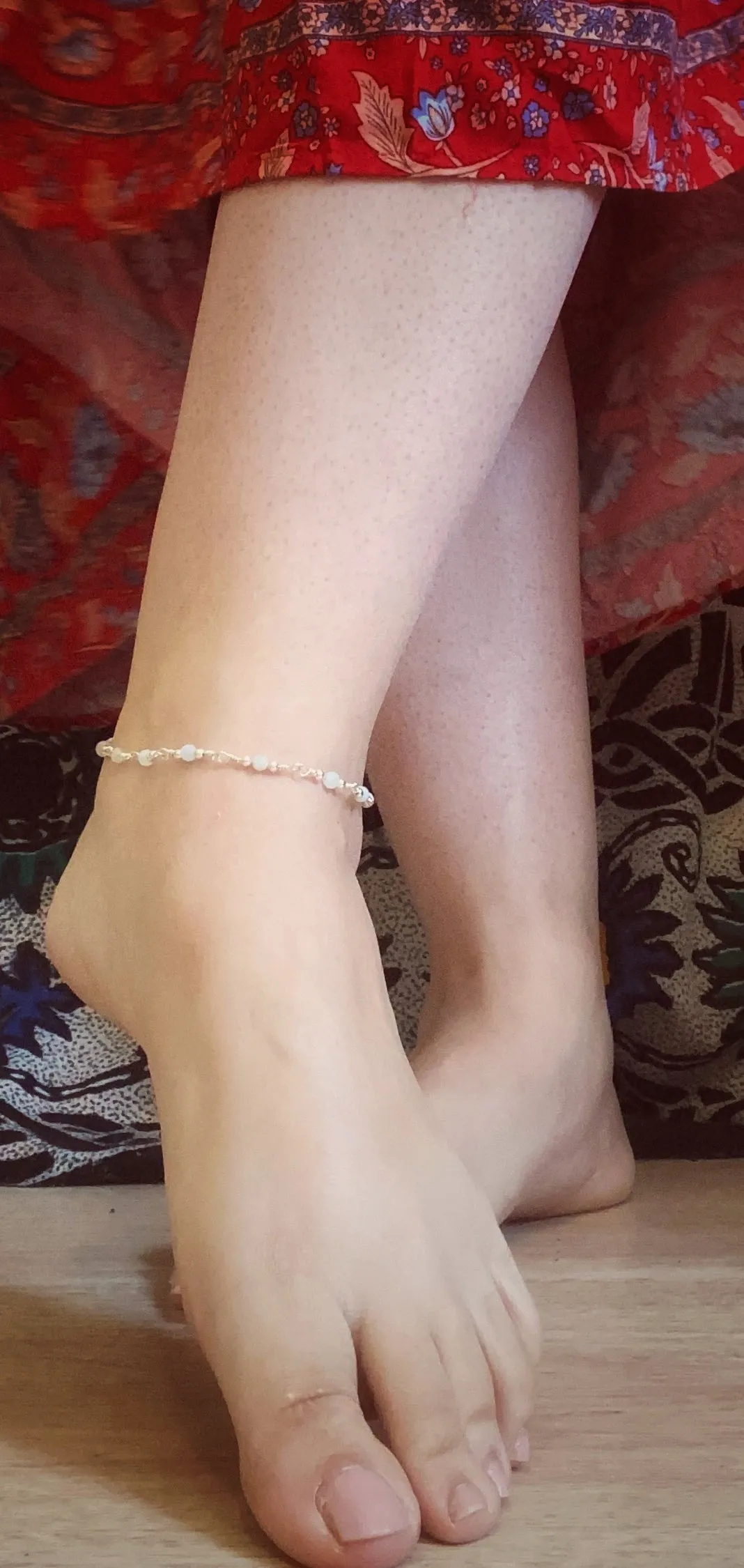 Aquamarine anklet- Sterling silver