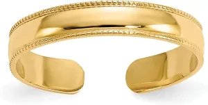 Avariah Solid 10k Yellow Gold Mill Grain Adjustable Toe Ring