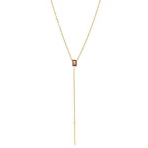 Baguette Lariat, Smokey Quartz, Gold