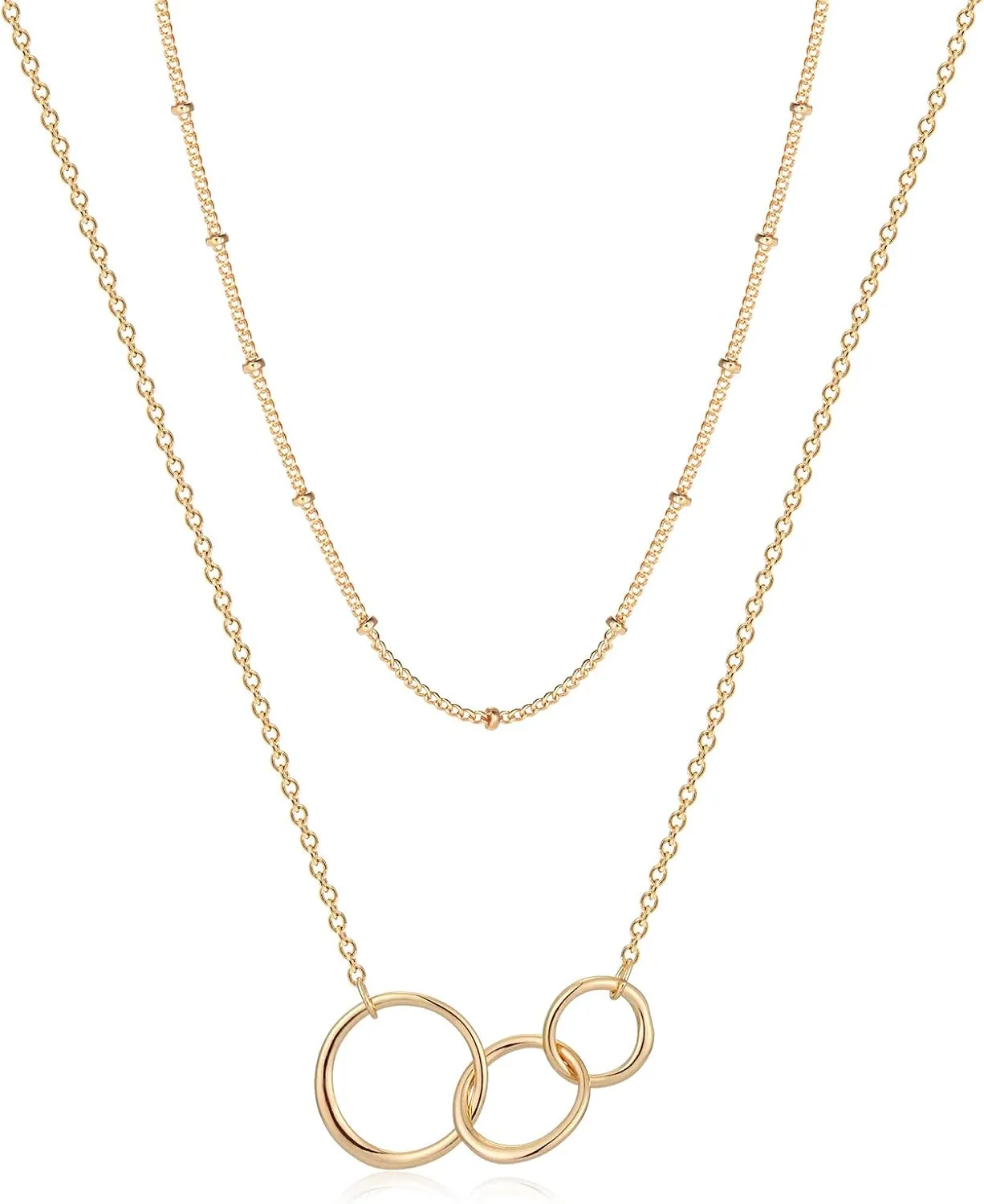 Bemoly Multilayered Necklace for Women, 14K Gold Plated Chain Choker Hammered Coin Bar Dainty Y Pendant Long Necklace 3 Layered Choker Necklace Simple Costume Jewelry??