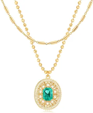 BENEIGE Layered Necklaces for Women 14K Gold Plated Emerald Necklace for Women Dainty Gold Necklace Stack Hypoallergenic Jewelry for Women