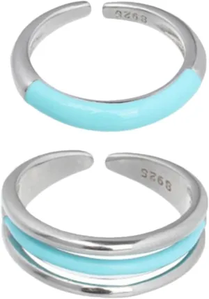 BESPORTBLE Pcs Blue Line Ring Open Ring for Women Stackable Jewelry Simple Open for Mom