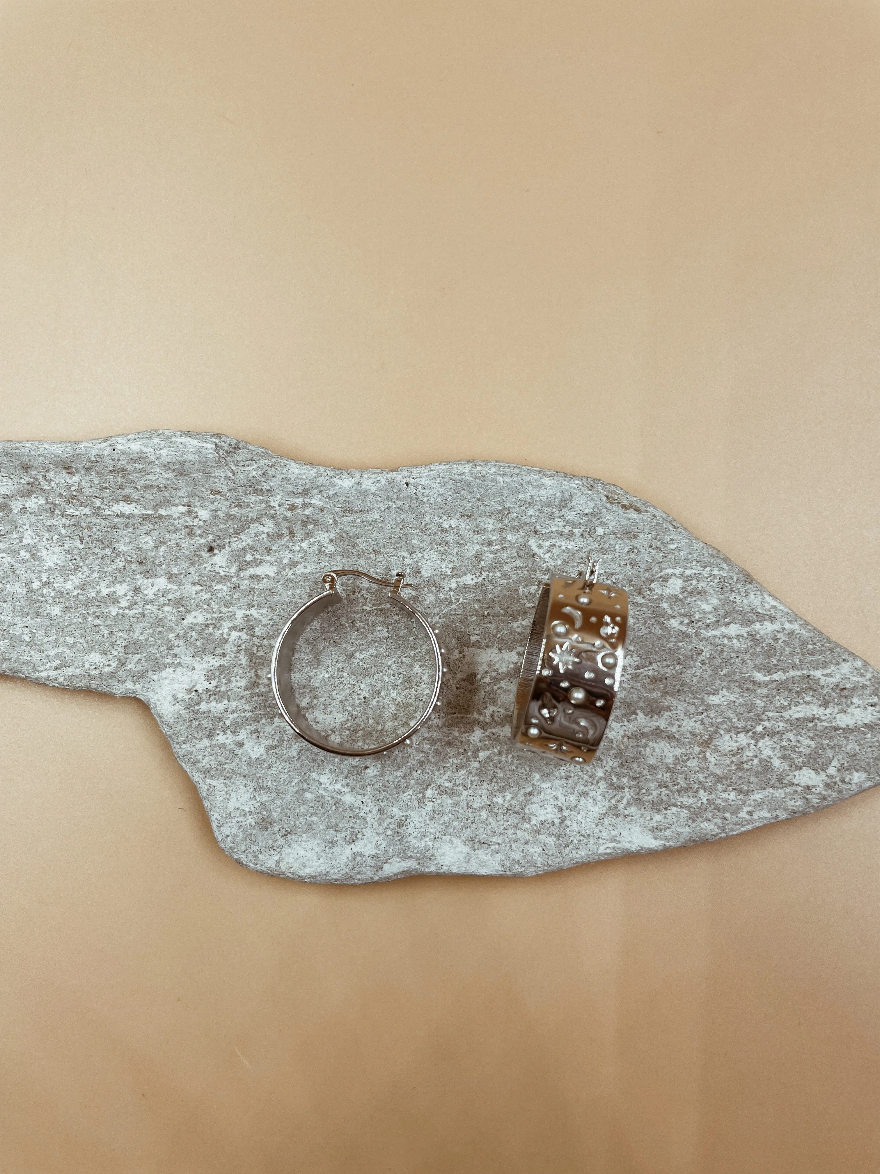 Big Celestial Sea Hoops in Silver Tone