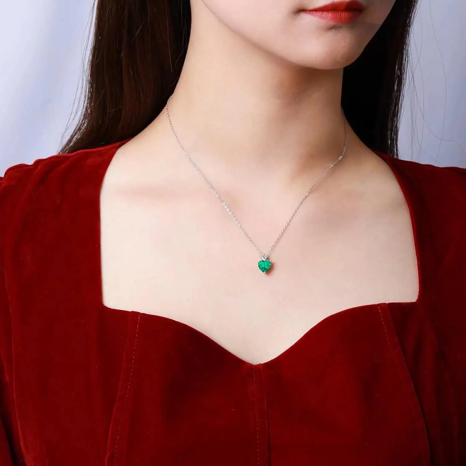 Birthstone Heart with Crown Pendant Necklace 925 Sterling Silver Love Heart Princess Queen Crown Necklaces Cubic Zirconia Necklaces Birthday Gift for Women