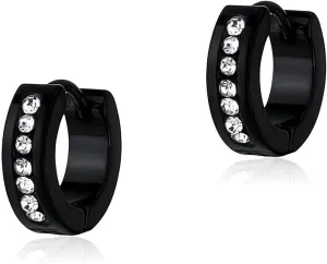 Black Hoop Earrings for Men Women Cubic Zirconia Rhinestone Earrings Black Dark Hoop Huggie Cartilage Earrings Hypoallergenic Round Hoop Earrings Jewelry Gifts