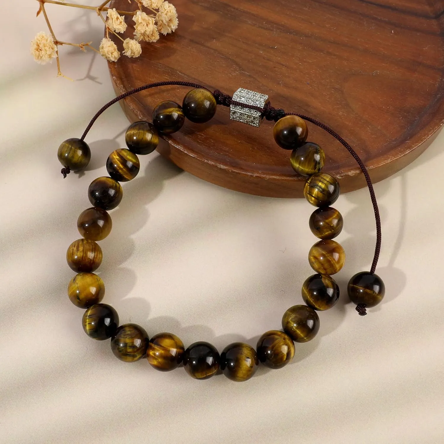 Bohemian Stone Beaded Bracelets for Women Single Natural Stone Gemstone Strand Bracelets Braided Chakra Crystal Beads Bracelets Boho Adjustable Handmade Summer Beach Jewelry Gift for Women