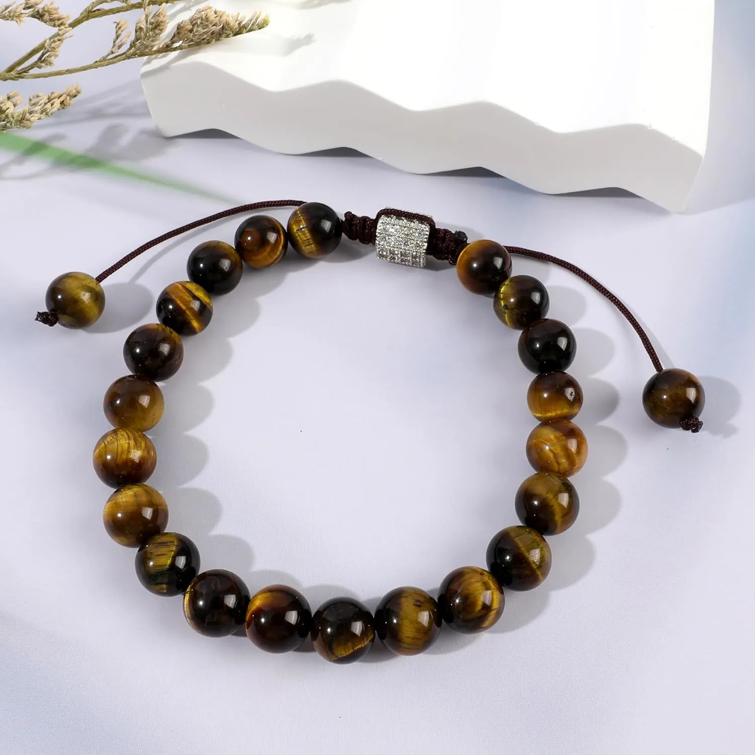 Bohemian Stone Beaded Bracelets for Women Single Natural Stone Gemstone Strand Bracelets Braided Chakra Crystal Beads Bracelets Boho Adjustable Handmade Summer Beach Jewelry Gift for Women