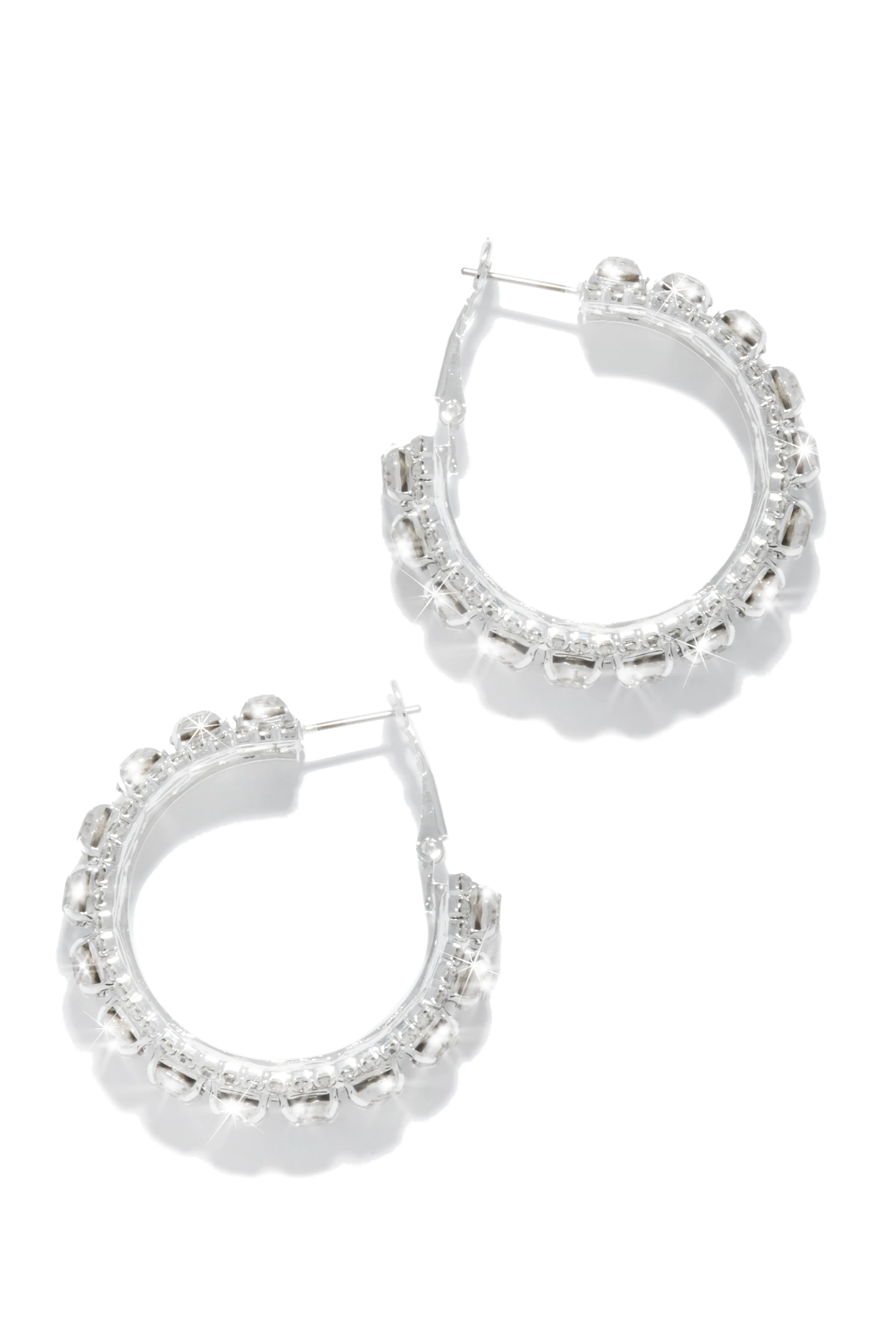 Born Rich Embellished Hoop Earring - Silver