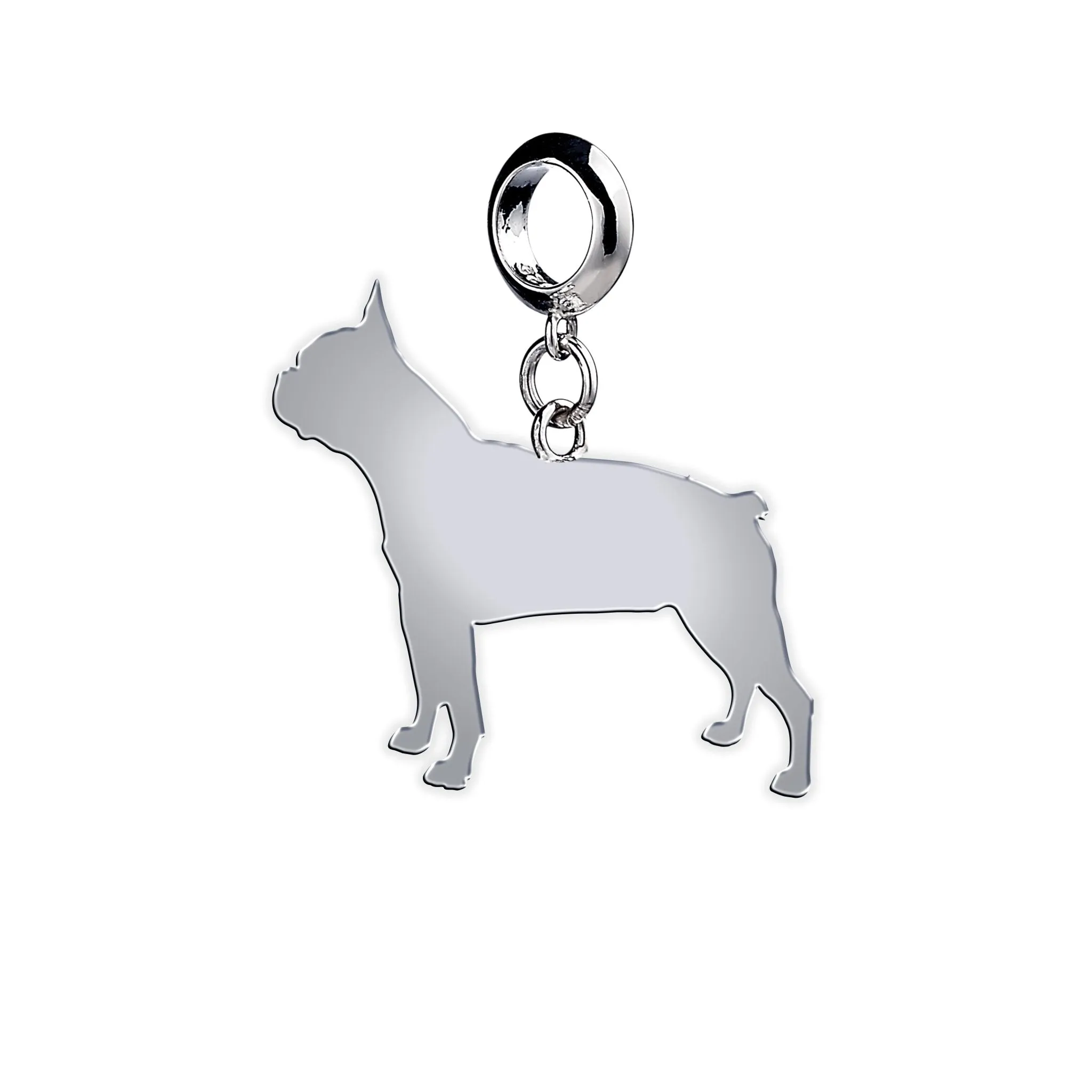 Boston Terrier Silhouette Silver Charm