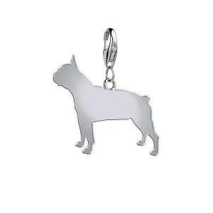 Boston Terrier Silhouette Silver Charm