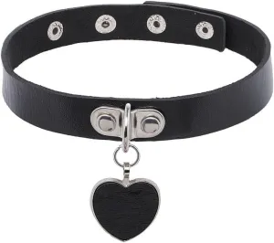 Bounzhi Choker Necklace Black Punk Leather Choker Heart Gothic Choker Necklaces Collar for Women