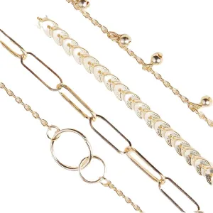 Bracelets for Women, Plated Gold Leaves and Paperclips Statement Stackable Bracelets for Jewelry Women, Dainty Hand Chain Ankle Adjustable Bracelets