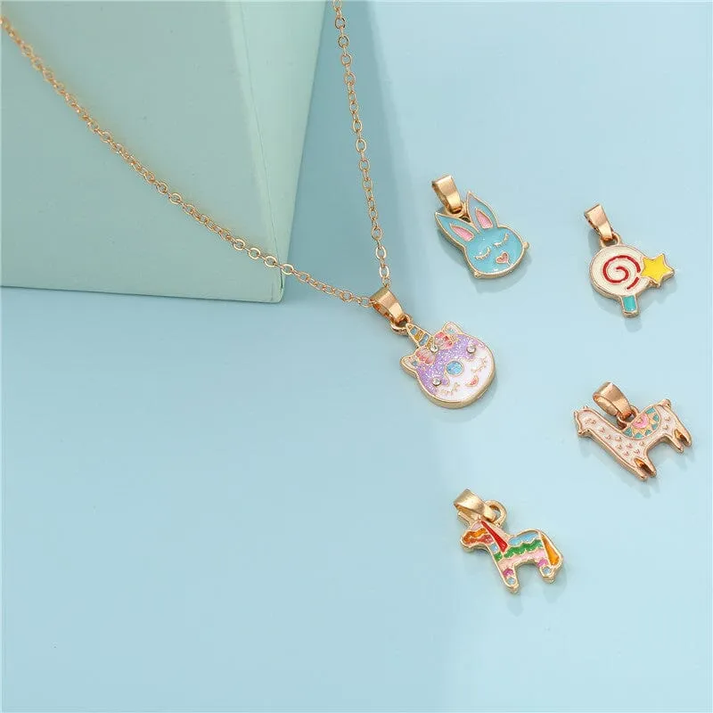 Cartoon DIY Alloy Pendant Necklace Set